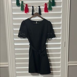 Black Sheath Dress with Flutter Sleeves